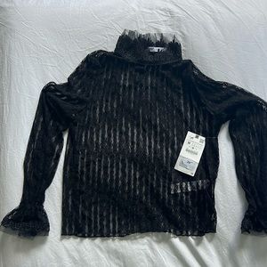 NWT ZARA Black Lace Long Sleeve Top
